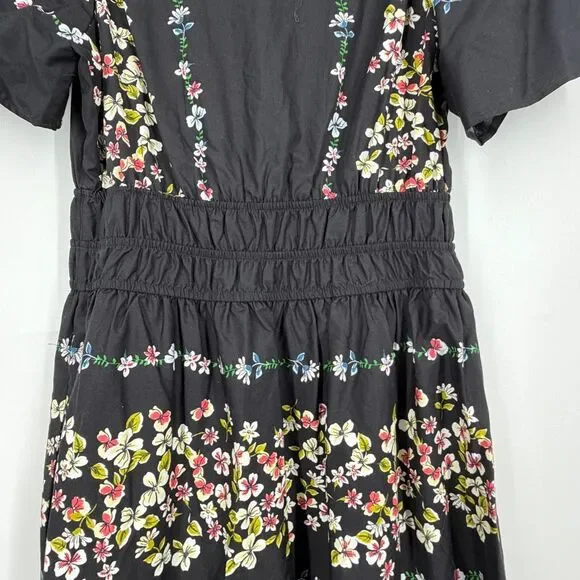 Anthropologie Black The Somerset Floral Tiered Smocked Cotton Maxi Dress Sz XXS - Picture 9 of 12